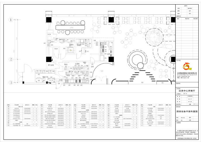 達美中心西餐廳廚房工程設計